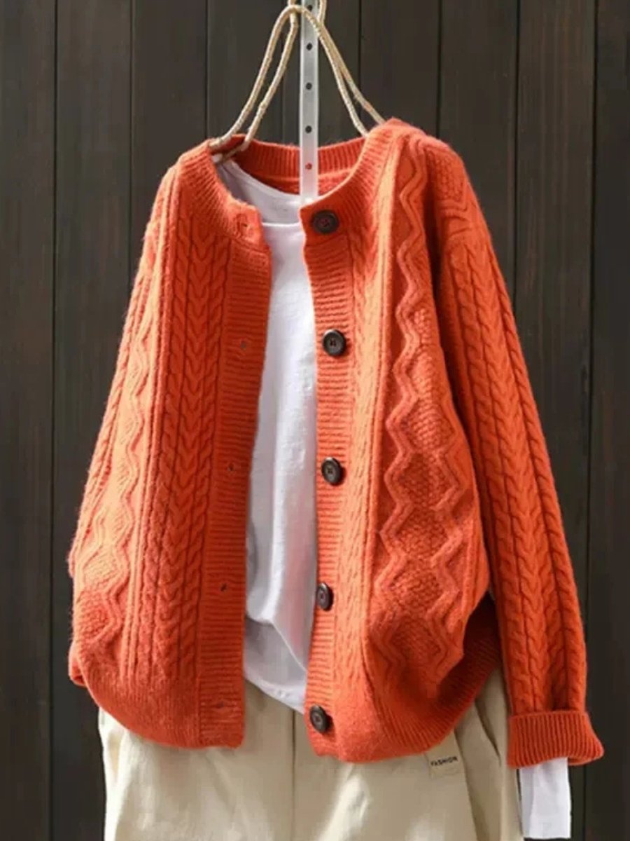 Violaine | Women's Cashmere Cardigan Cable-Knit Relaxed Fit