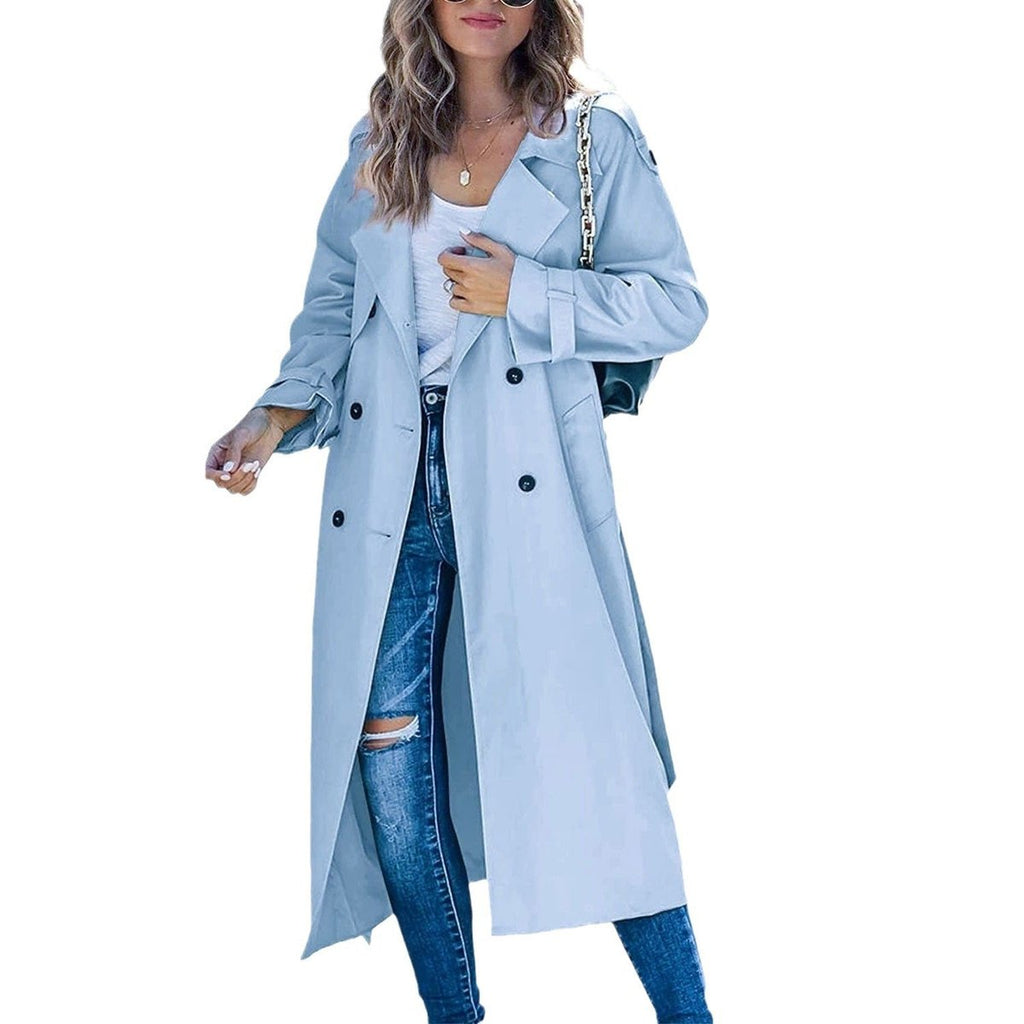 Oceane | Women Black Double-Breasted Trench Coat