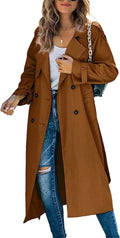 Oceane | Women Black Double-Breasted Trench Coat