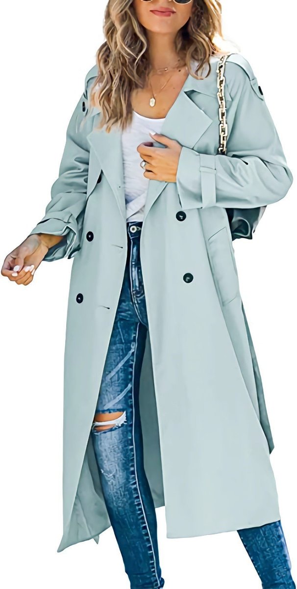 Oceane | Women Black Double-Breasted Trench Coat