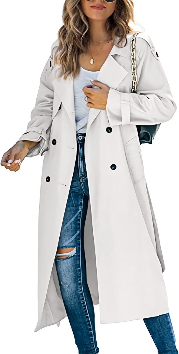 Oceane | Women Black Double-Breasted Trench Coat