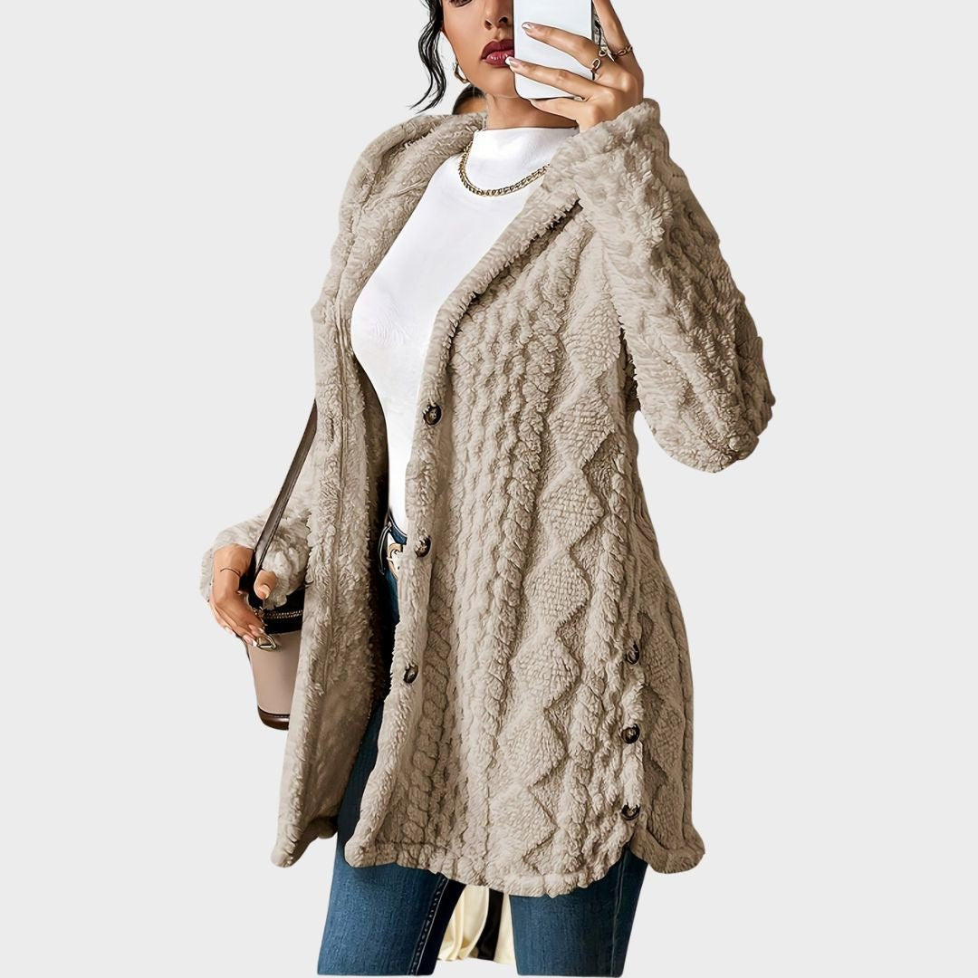 Albane | Red Grey Camel Hooded Cashmere Cardigan Women
