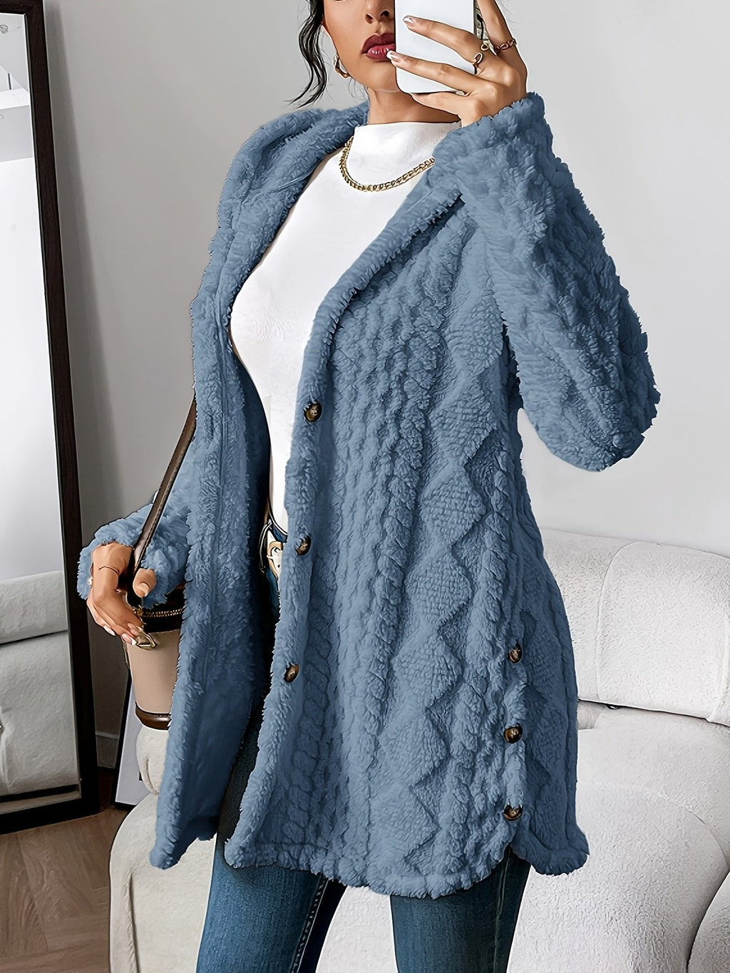 Albane | Red Grey Camel Hooded Cashmere Cardigan Women