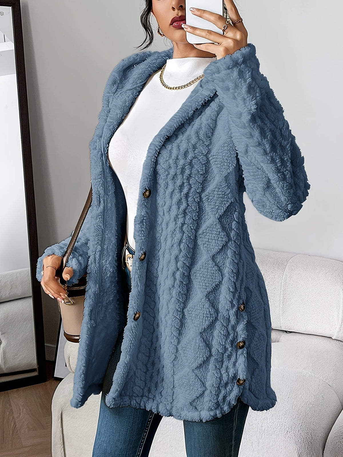 Albane | Red Grey Camel Hooded Cashmere Cardigan Women