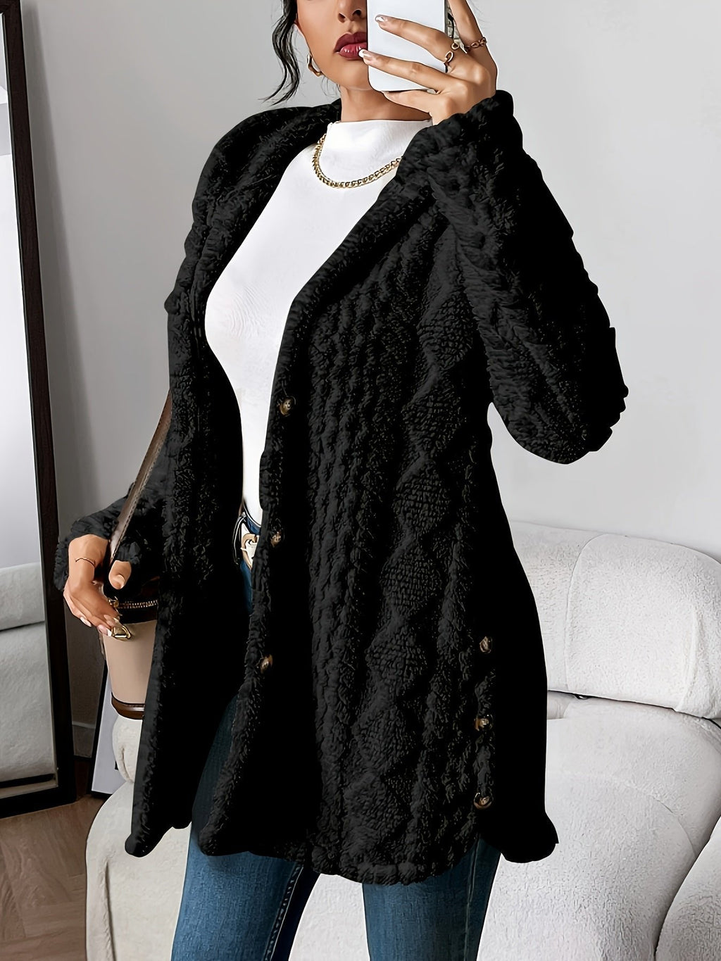 Albane | Red Grey Camel Hooded Cashmere Cardigan Women