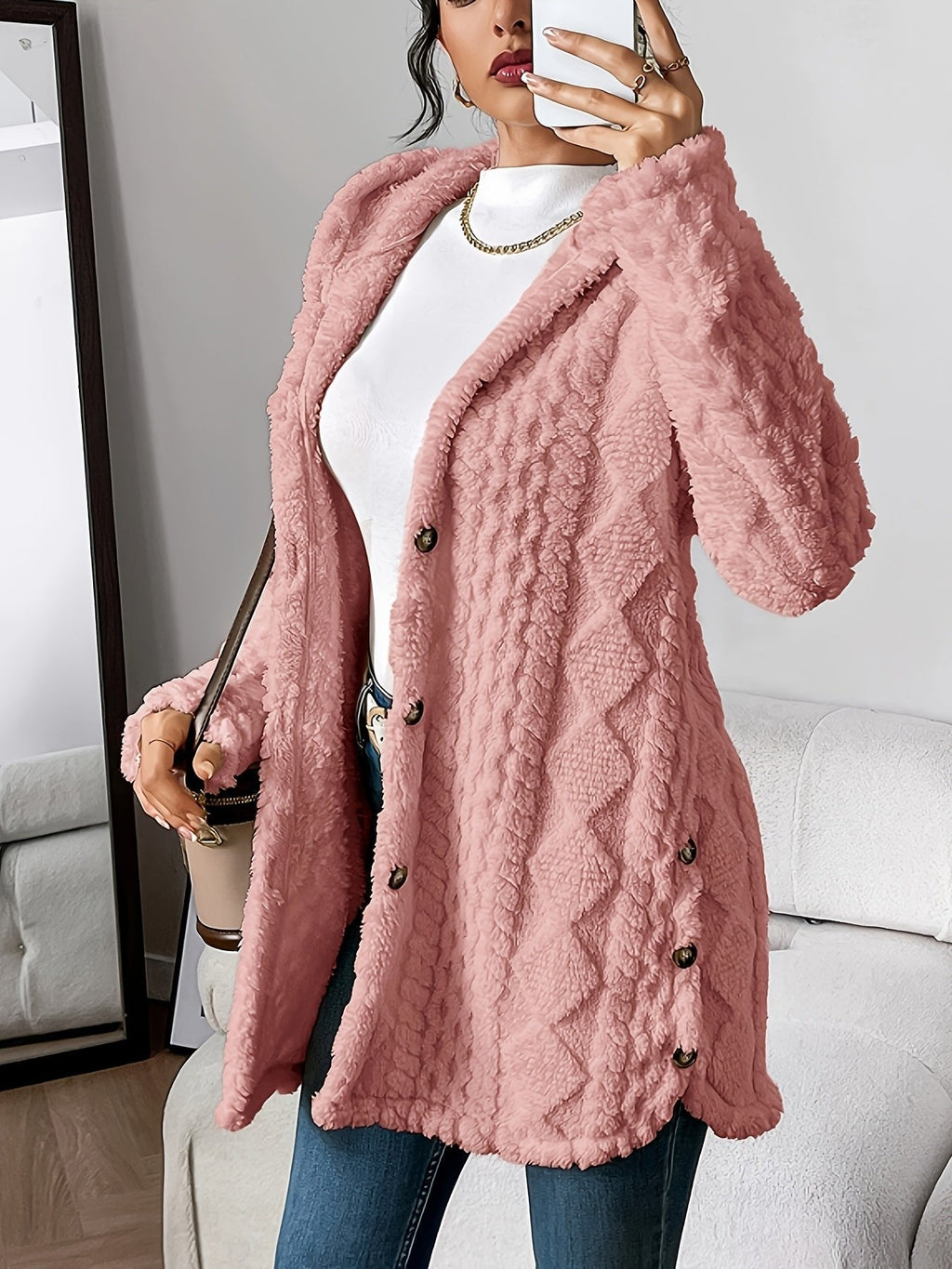 Albane | Red Grey Camel Hooded Cashmere Cardigan Women
