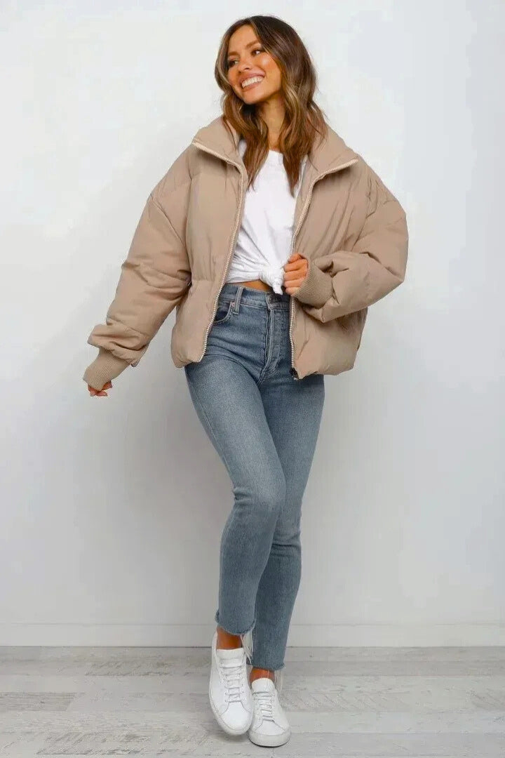 Elodie | Cropped Oversized Puffer Jacket With Hood