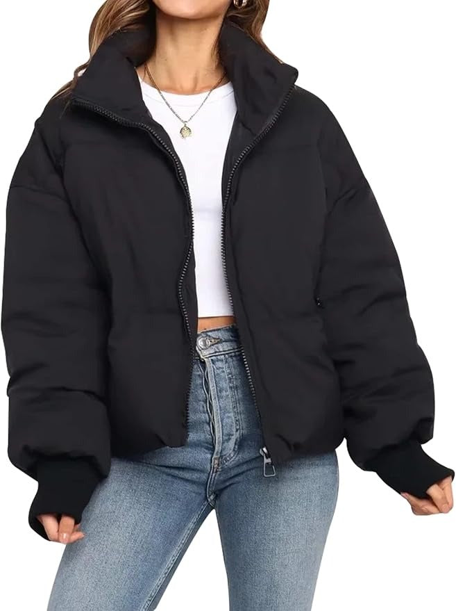 Elodie | Cropped Oversized Puffer Jacket With Hood