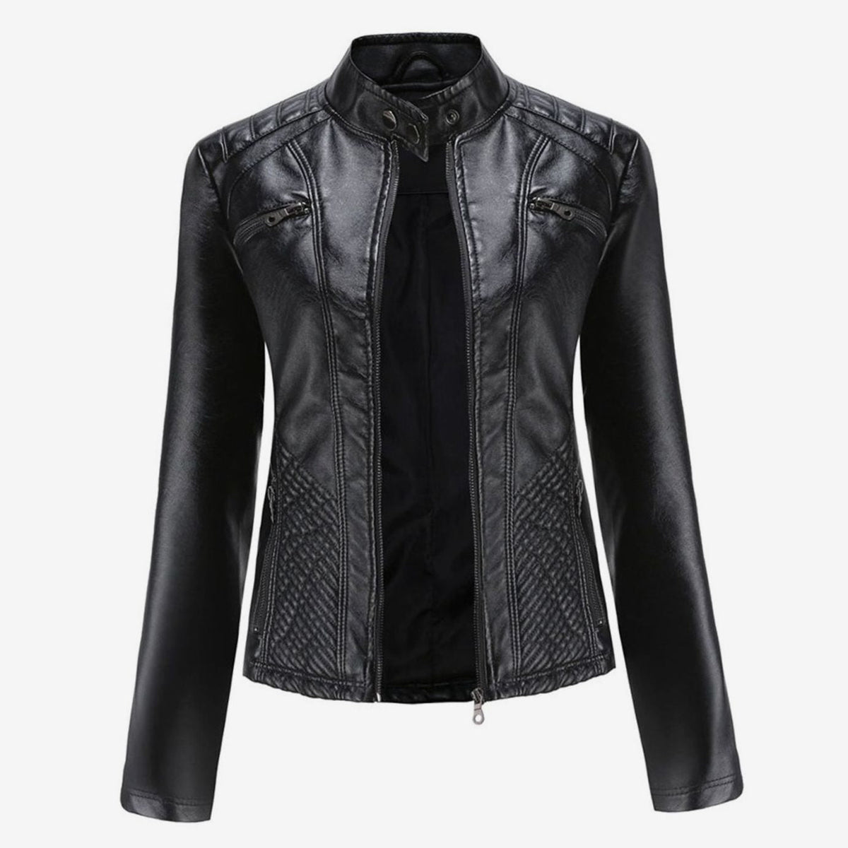 Isadora | Faux Leather Biker Moto Jacket Fur Collar Winter