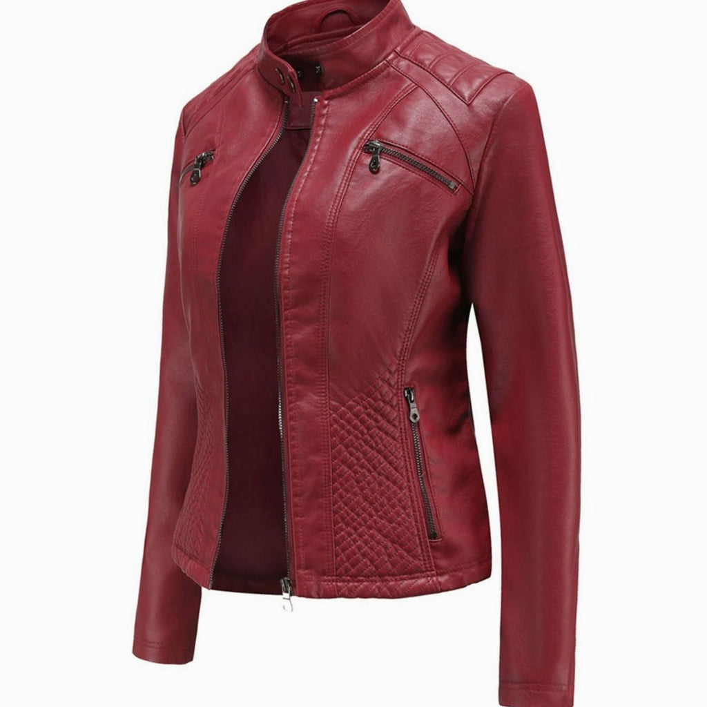 Isadora | Faux Leather Biker Moto Jacket Fur Collar Winter