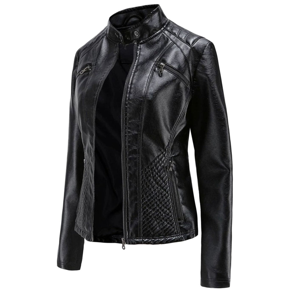 Isadora | Faux Leather Biker Moto Jacket Fur Collar Winter