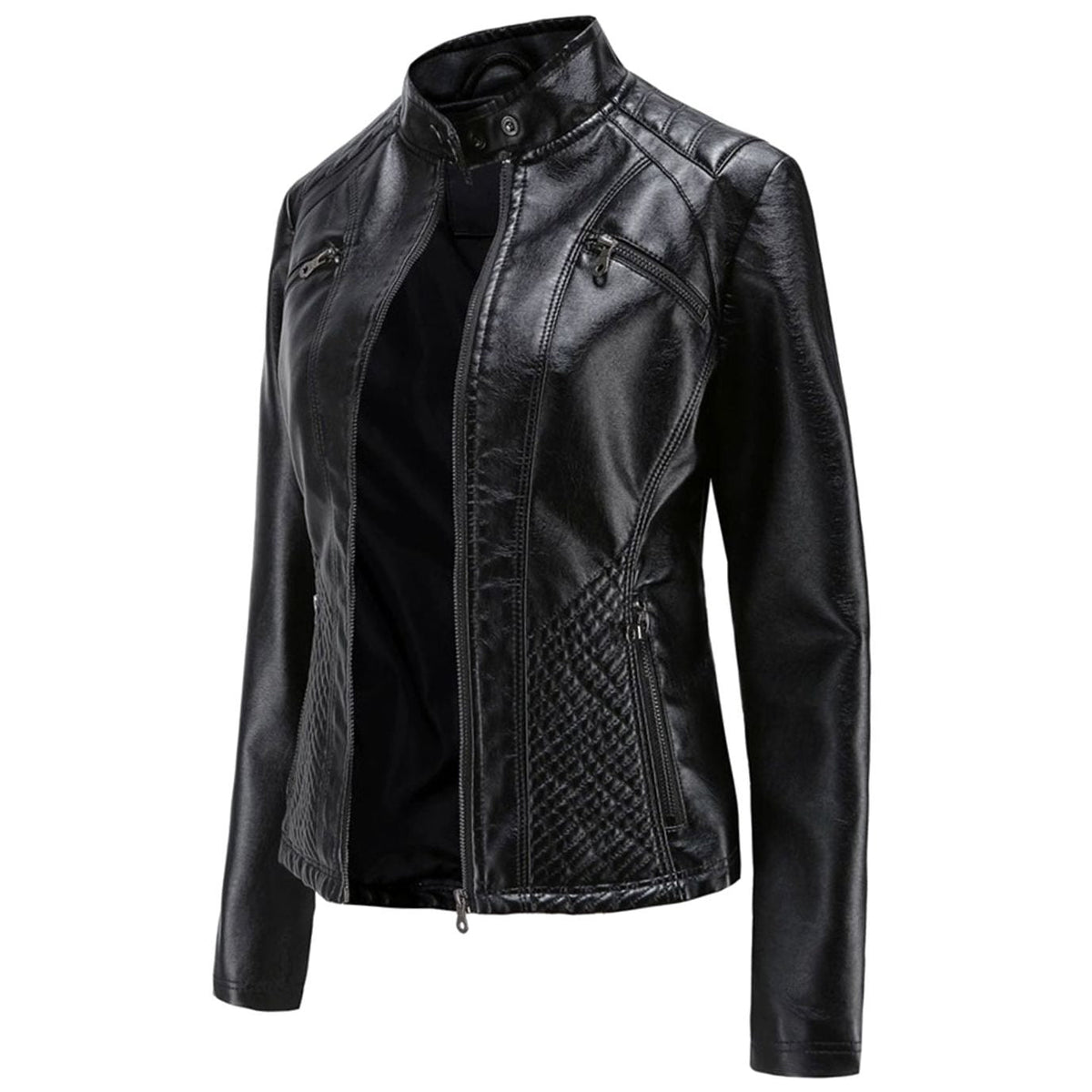 Isadora | Faux Leather Biker Moto Jacket Fur Collar Winter