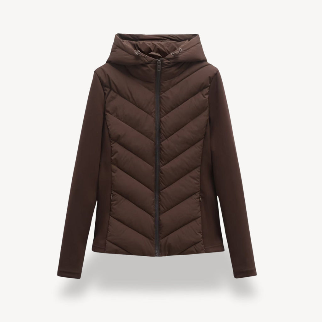 Constance | Quilted Puffer Jacket Hood Winter Coats — Brown