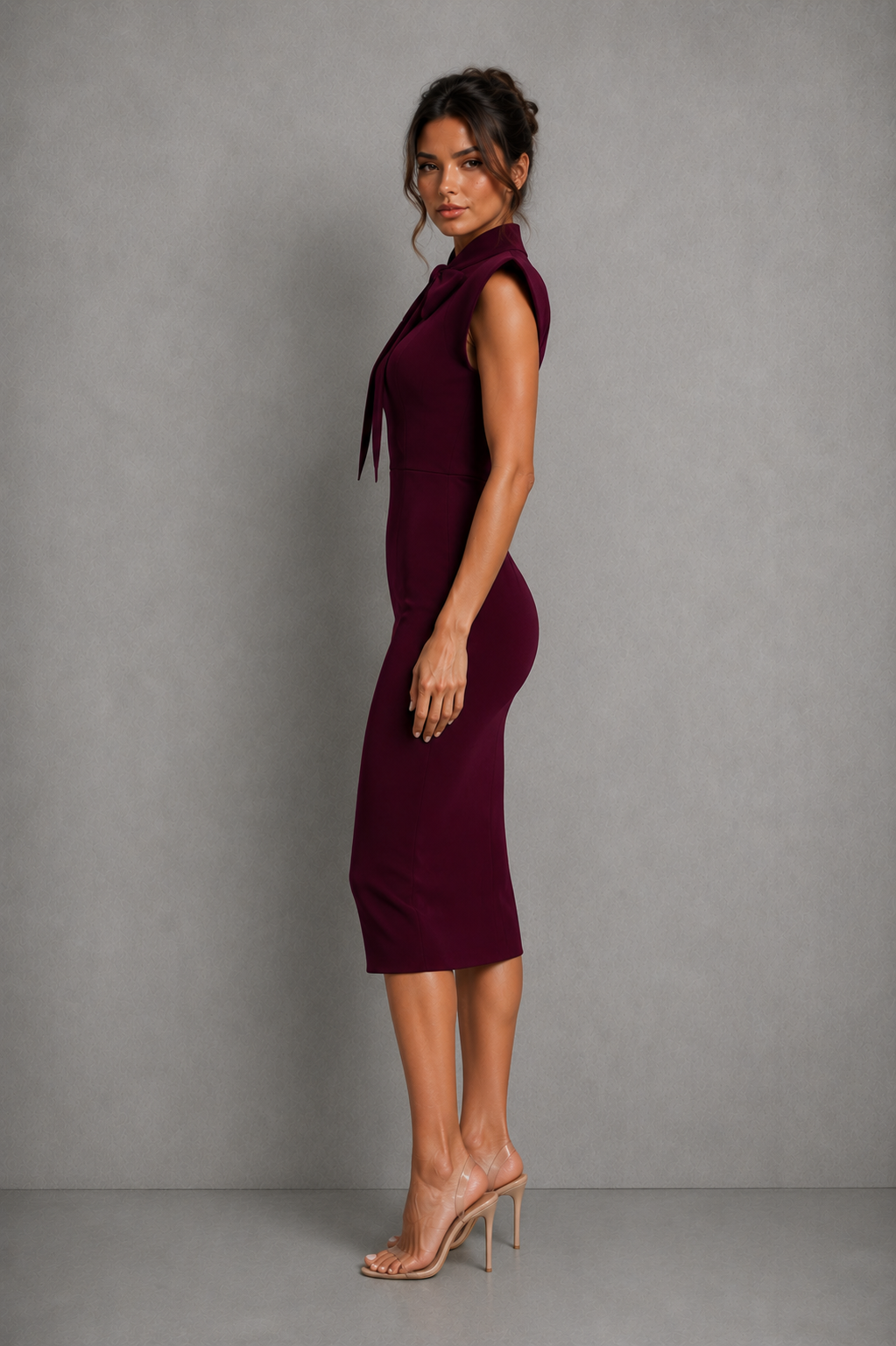 Valentina | Office Attire For Women Bow Tie Midi Dress