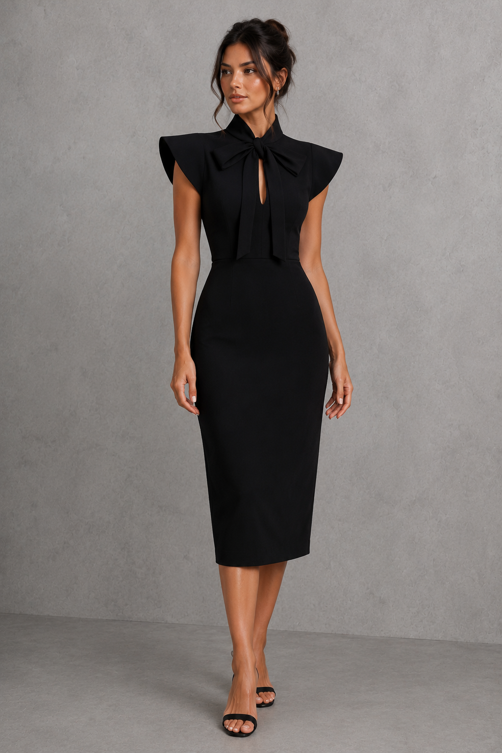 Valentina | Office Attire For Women Bow Tie Midi Dress