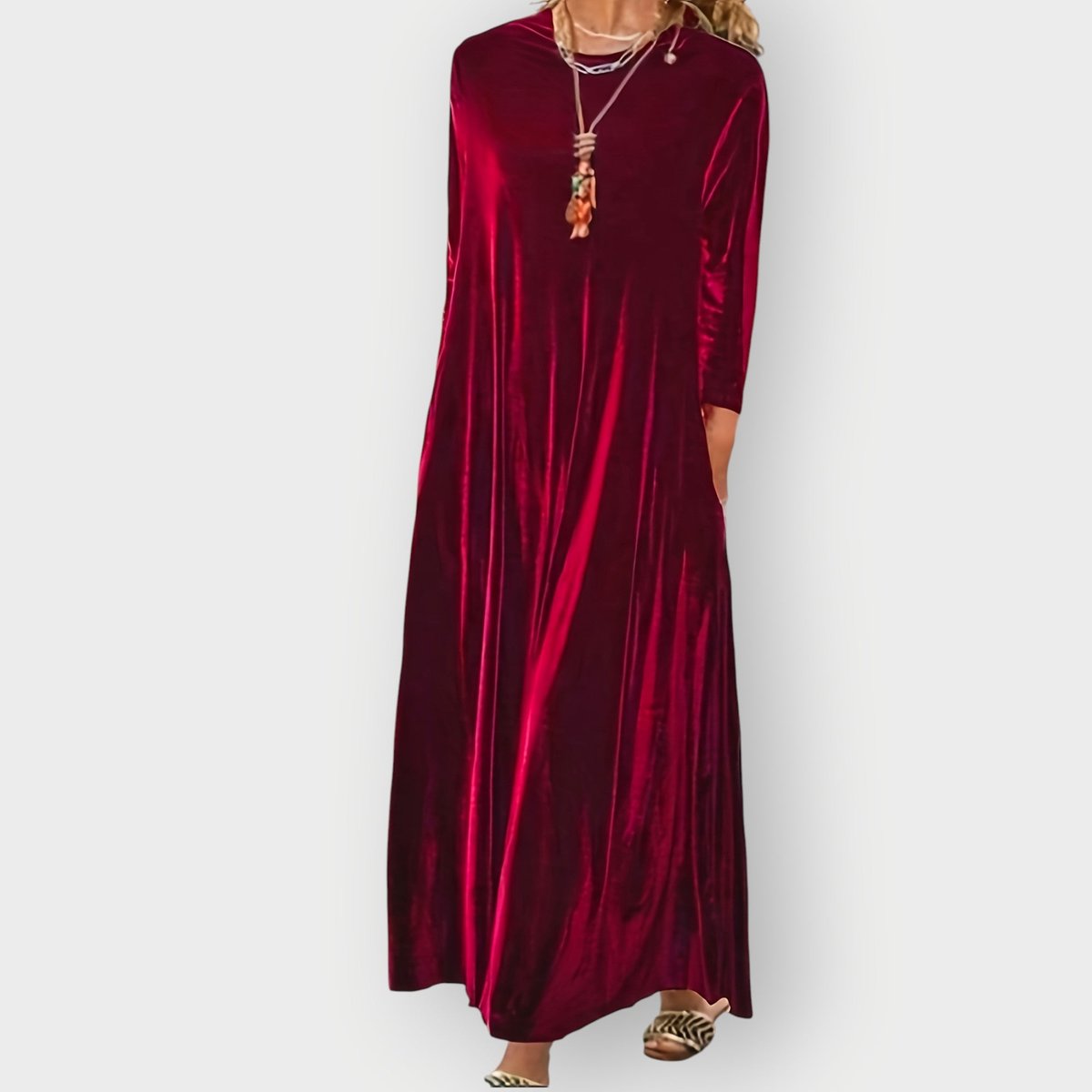 Celestine | Velvet Long Sleeve Flowing Maxi Formal Dresses For Women