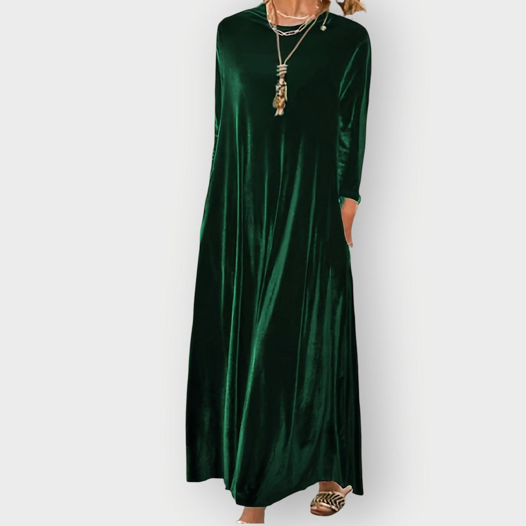 Celestine | Velvet Long Sleeve Flowing Maxi Formal Dresses For Women