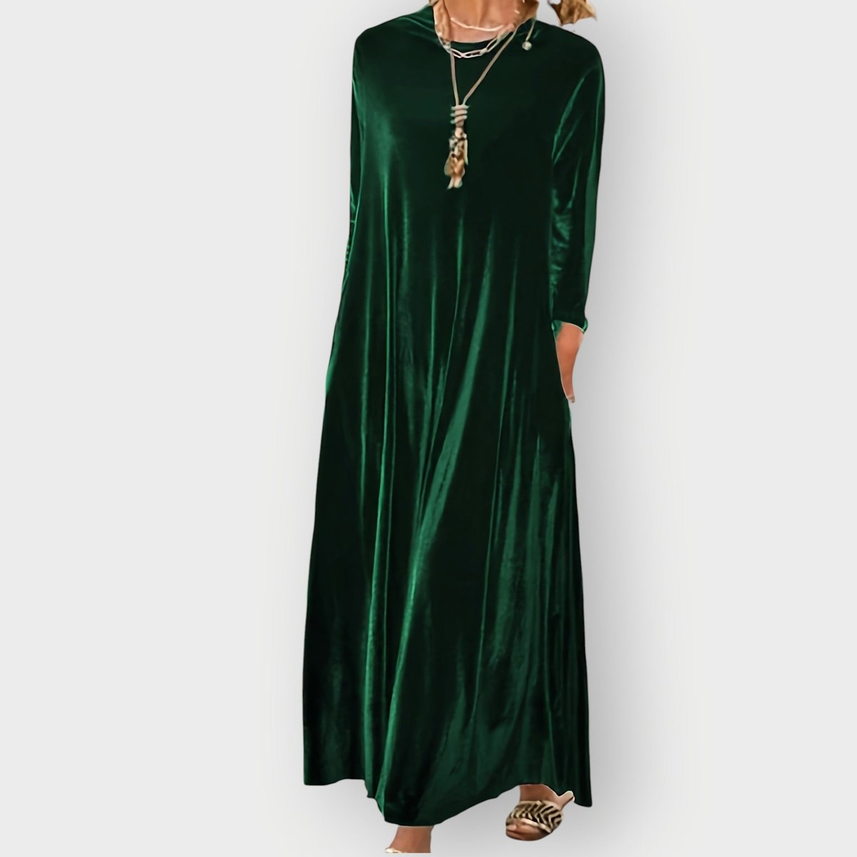 Celestine | Velvet Long Sleeve Flowing Maxi Formal Dresses For Women