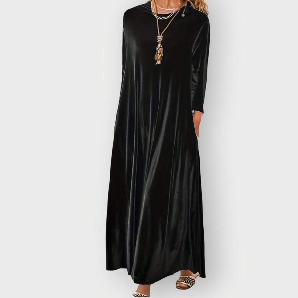 Celestine | Velvet Long Sleeve Flowing Maxi Formal Dresses For Women
