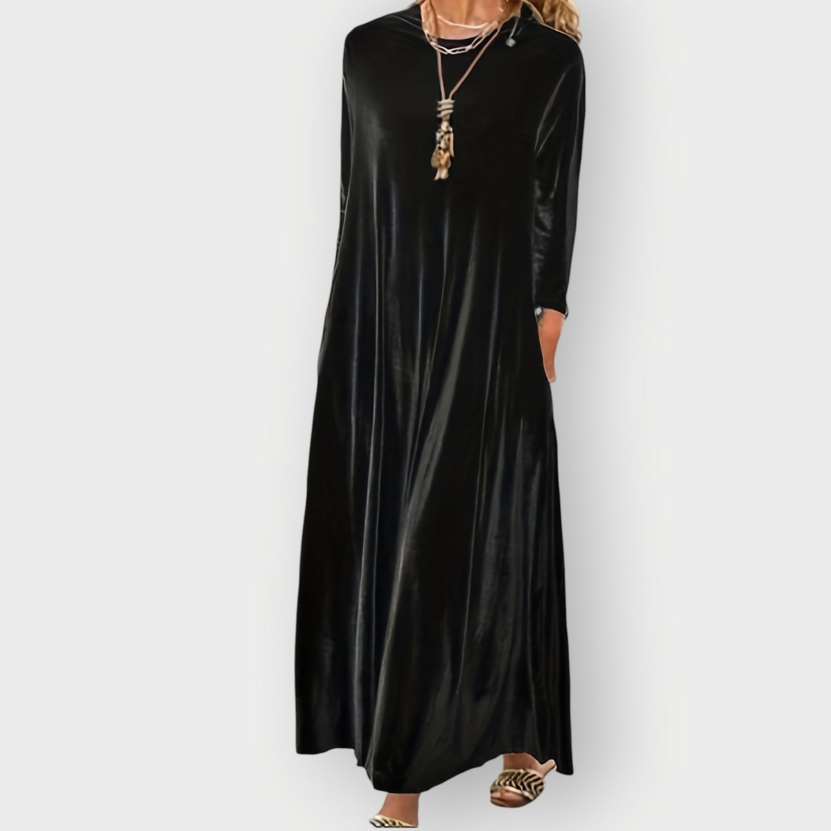 Celestine | Velvet Long Sleeve Flowing Maxi Formal Dresses For Women