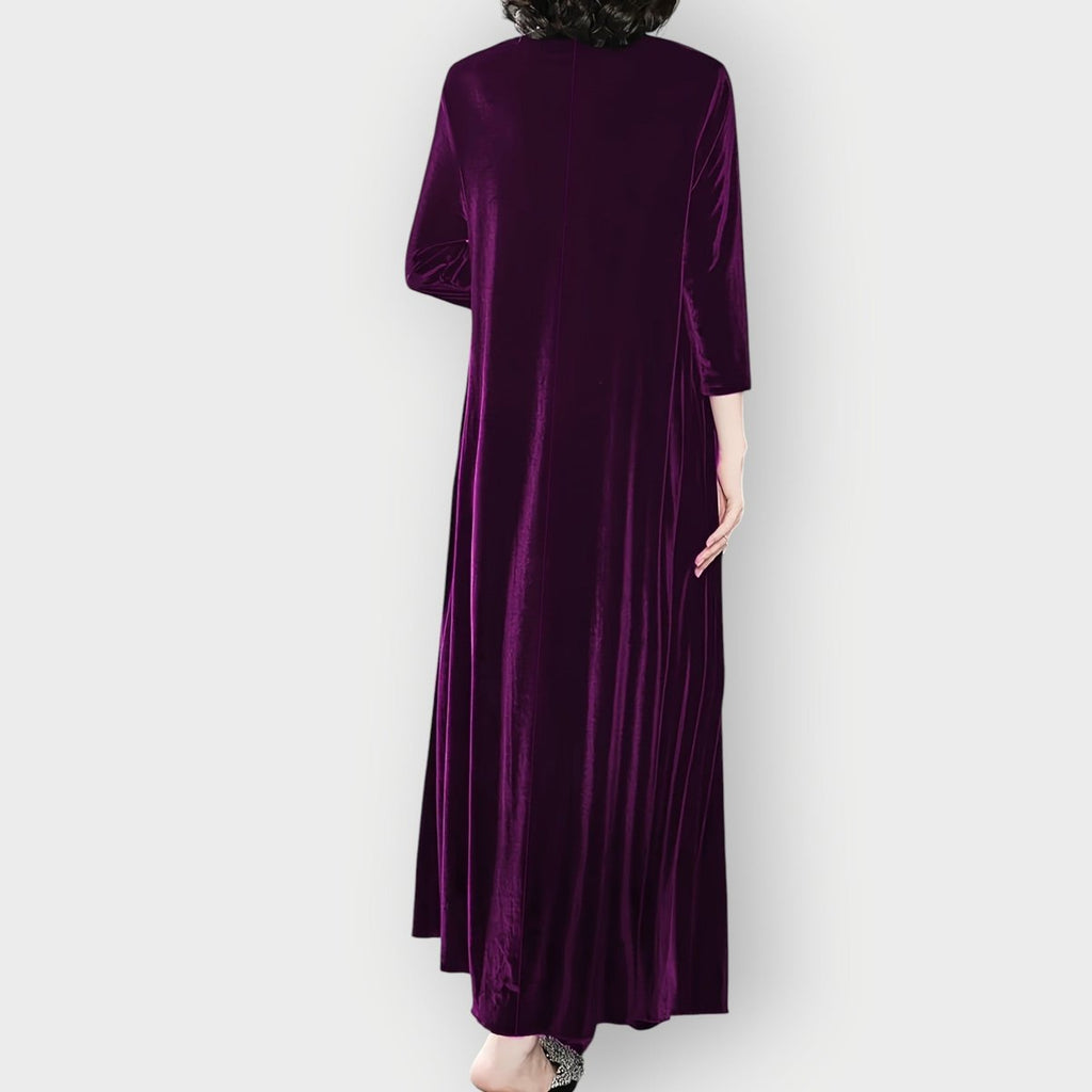 Celestine | Velvet Long Sleeve Flowing Maxi Formal Dresses For Women