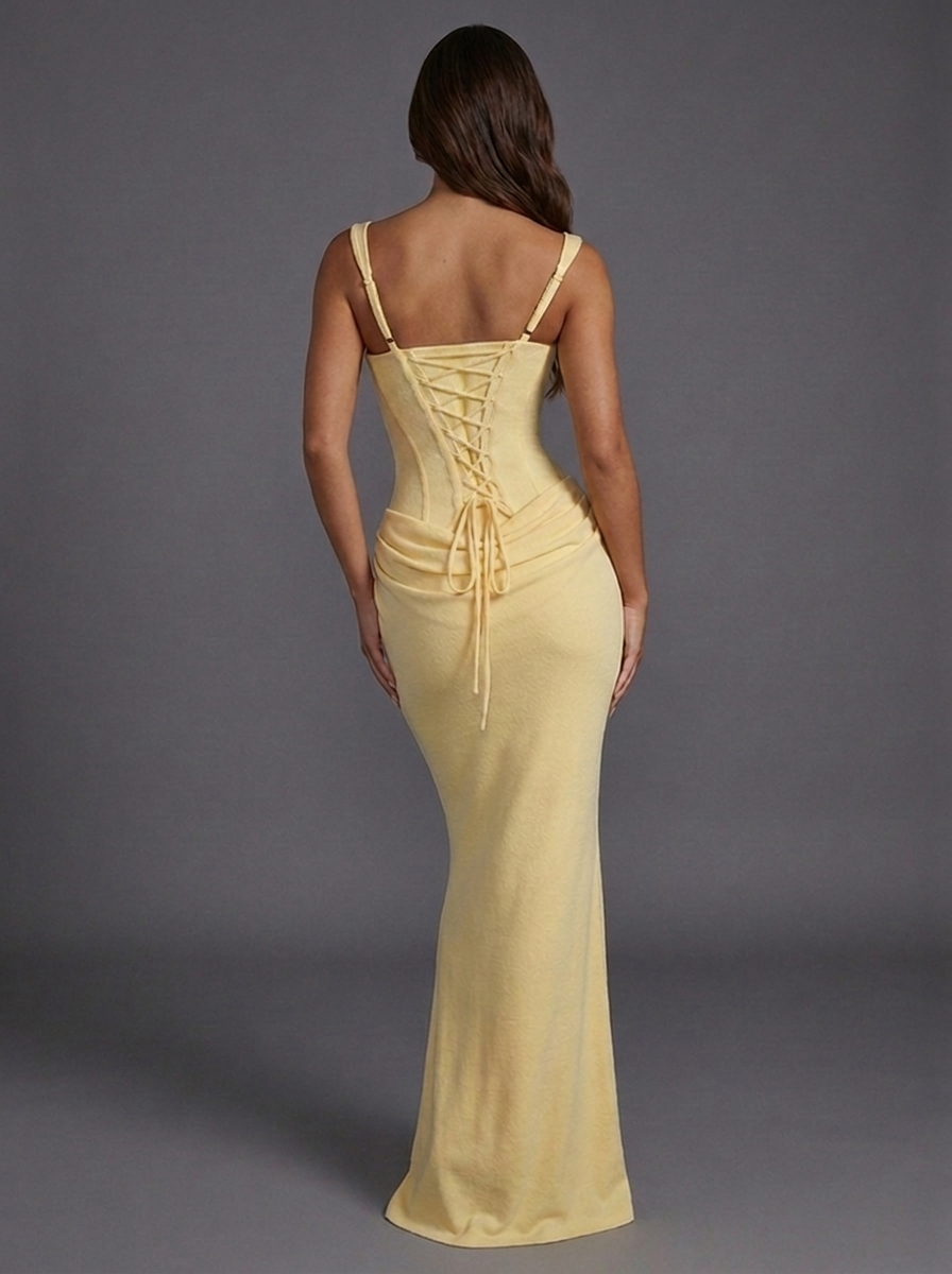 Yolanda | Satin Corset Maxi Dress Prom Evening Gown