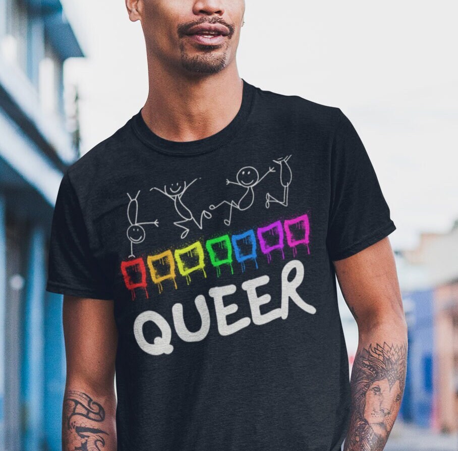 Queer Pride Festival T-shirt,  Love is Love, Pride Month gift, Rainbow graffiti, gift for Lesbian and Gay, Trendy Urban Clubbing Style