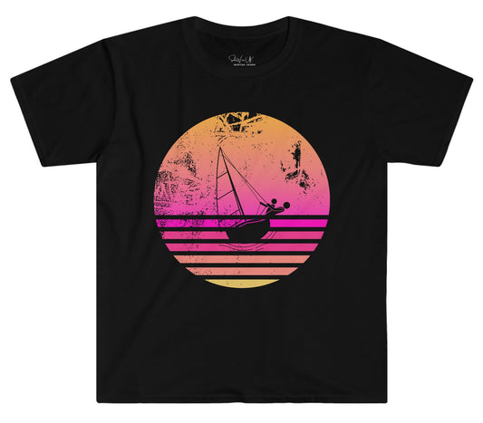 Trendy Sunset, Sporty Sailing Tee, Yachting T-shirt, Summer Water Sport, gift Boat Captain, Gift for Sailors, Relaxed Fit, Boyfriend style