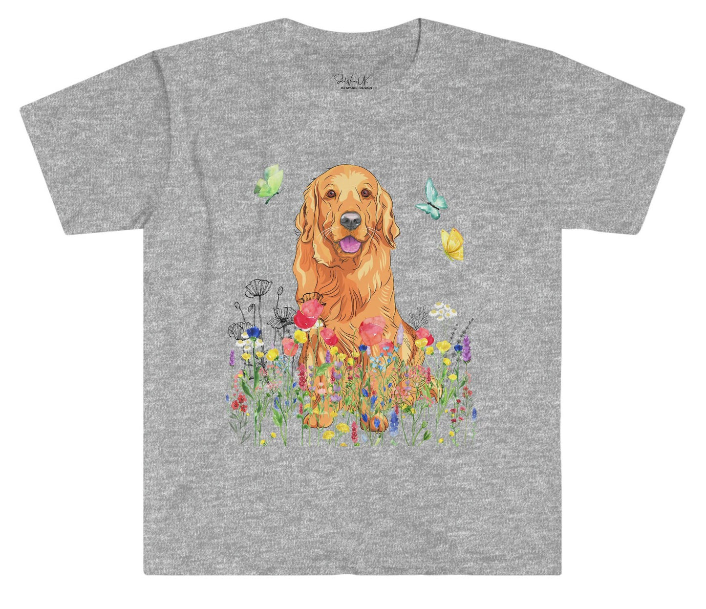 Cute Dog &#39;Goldie in Wildflowers and Butterflies&#39; - lovely gift for, Golden Retriever Lover, dog owner gift, dog dad, dog mama, dog mom