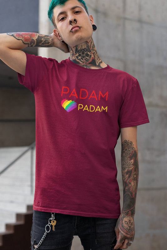 Padam Padam T-shirt , Gay Birthday Gift, Rainbow Heart, Pride Month, Gay Icon, Kylie Minogue, gift for Kylie fans, Aromantic, Queer Fashion