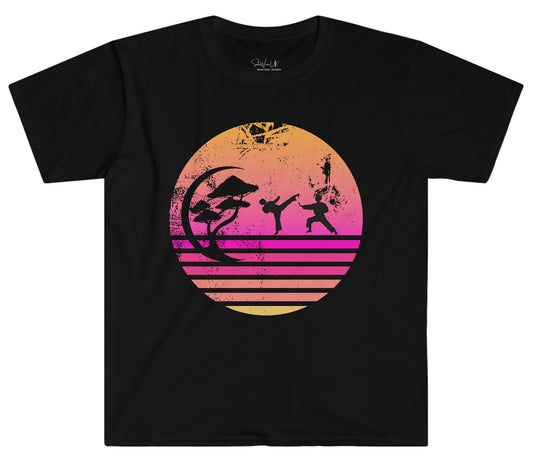 Trendy Sunset, Karate T-Shirt, Marital Arts Tee, Kickboxing Shirt, Tae Kwondo Top, gift for Sport Coach, Relaxed Fit, Bonsai Print