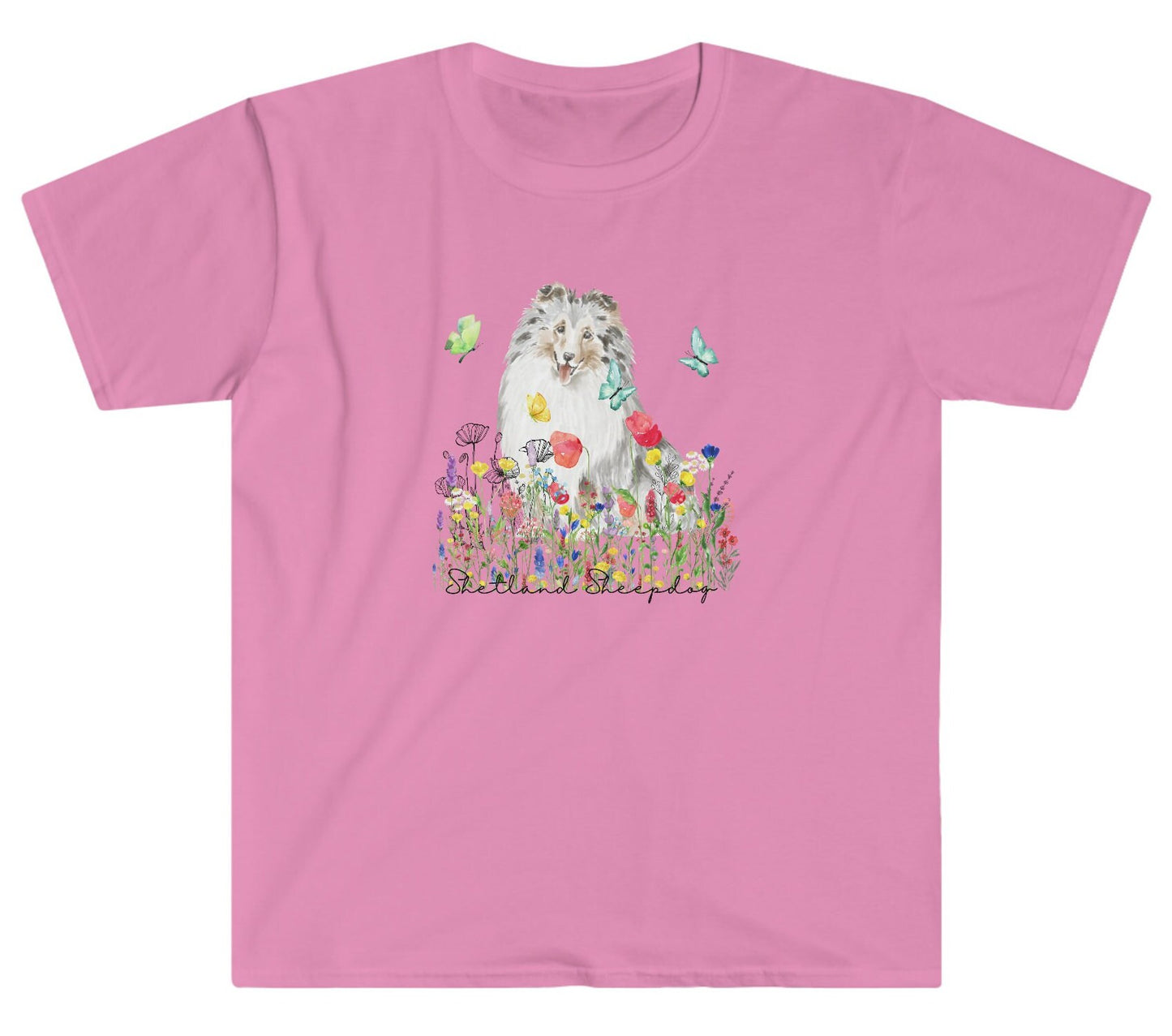 Sheltie, Wildflower and Butterflies - Cute Dog Top, gift for Shetland Sheepdog Lovers, gift for dog Mom