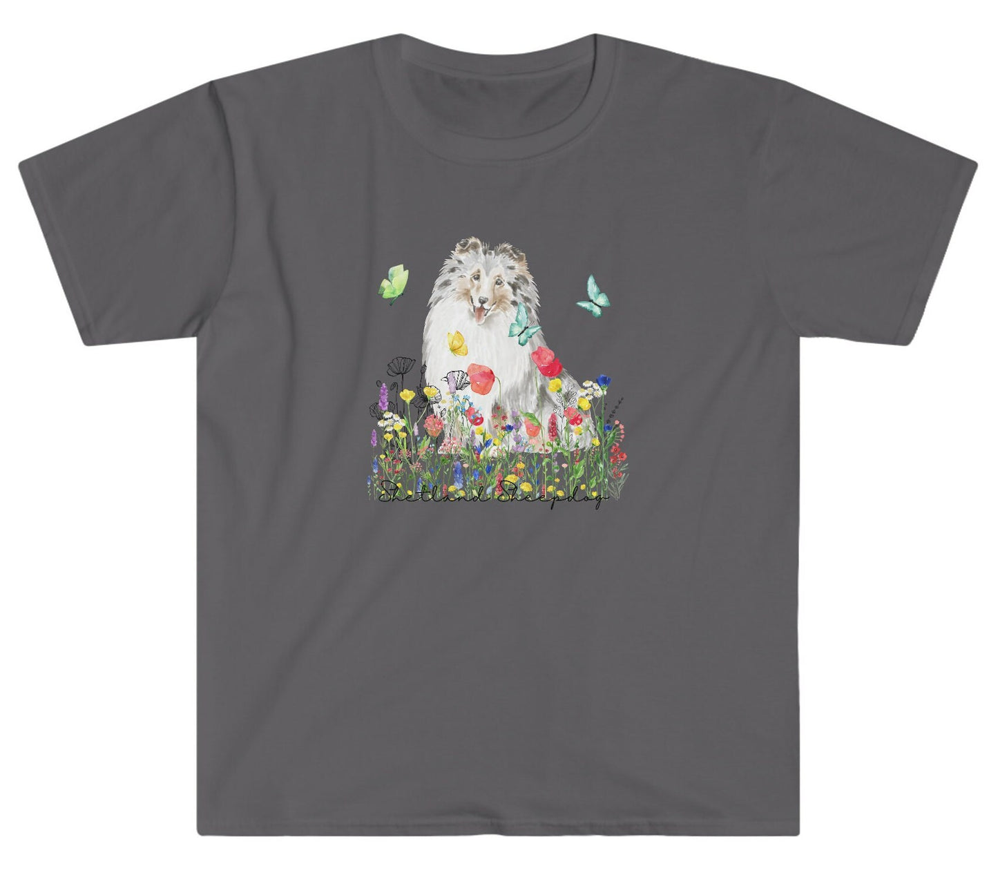 Sheltie, Wildflower and Butterflies - Cute Dog Top, gift for Shetland Sheepdog Lovers, gift for dog Mom