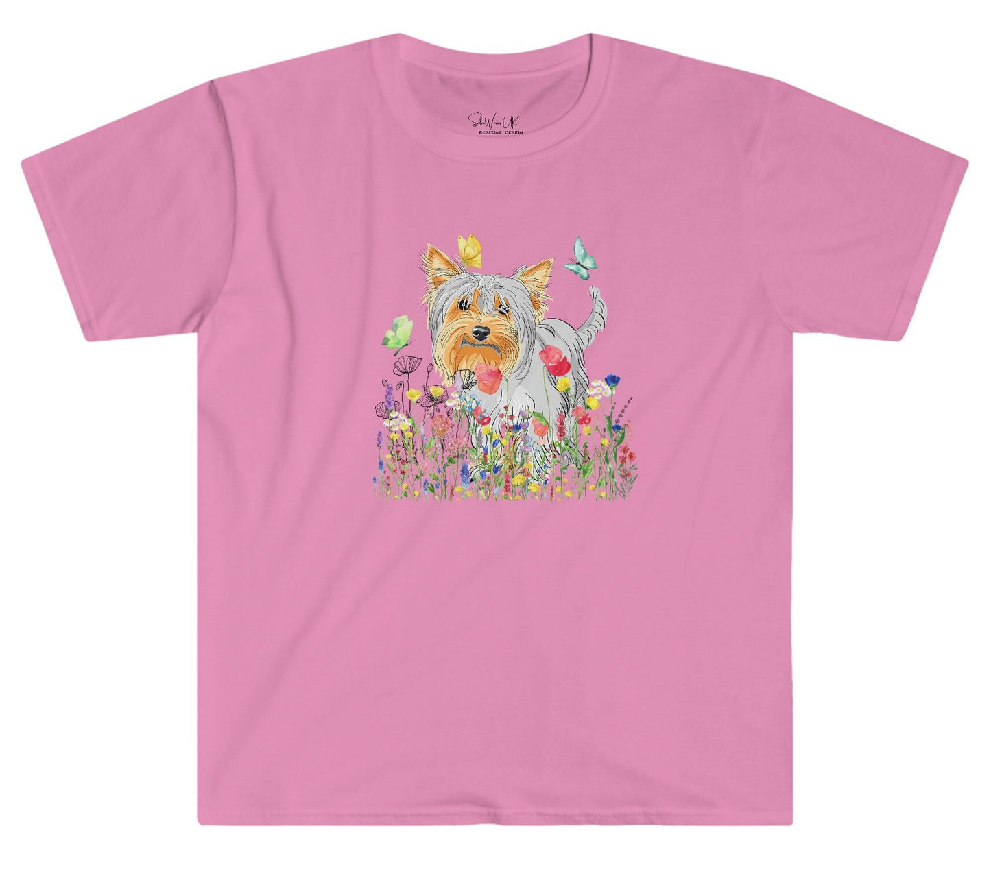 Yorkie Wildflower Butterflies, Cute Dog Top, gift for Yorkshire Terrier Lovers, gift for dog Mom, veterinarian gift, dog groomer gift