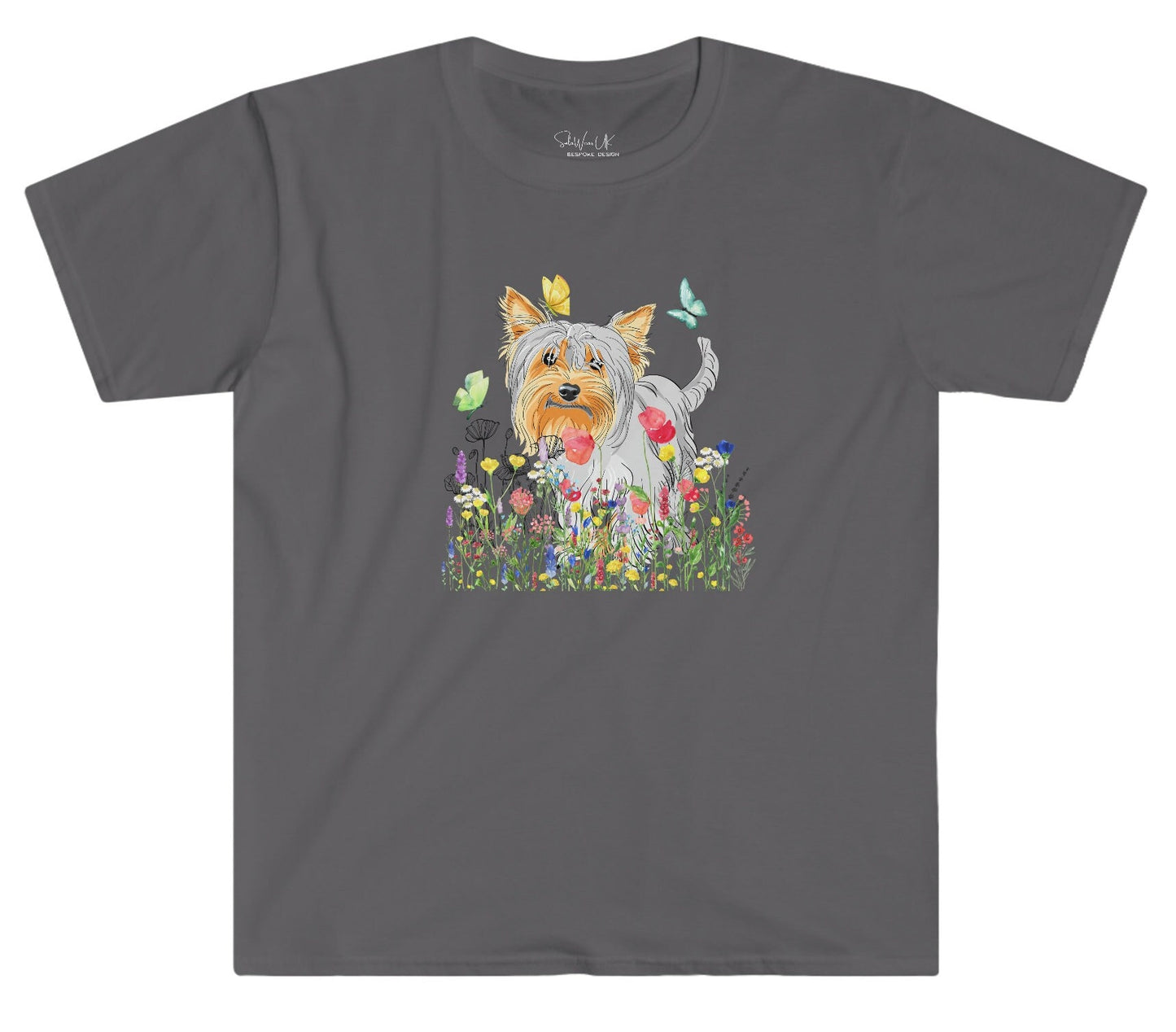 Yorkie Wildflower Butterflies, Cute Dog Top, gift for Yorkshire Terrier Lovers, gift for dog Mom, veterinarian gift, dog groomer gift