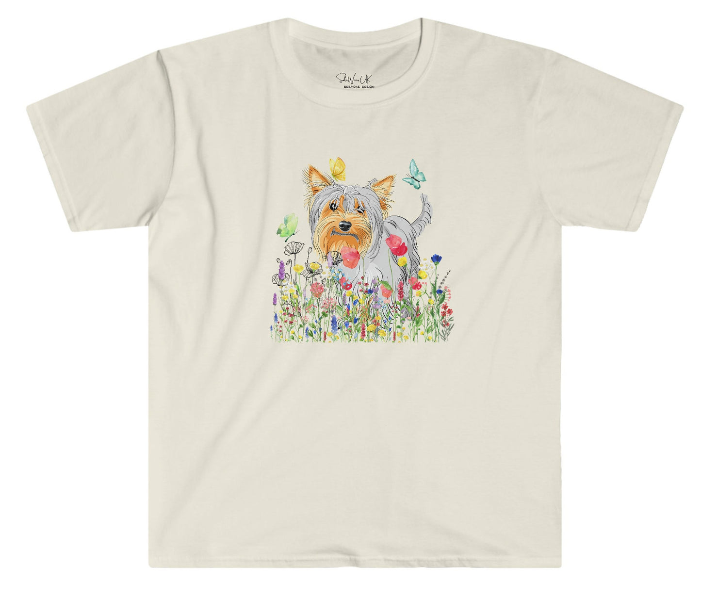 Yorkie Wildflower Butterflies, Cute Dog Top, gift for Yorkshire Terrier Lovers, gift for dog Mom, veterinarian gift, dog groomer gift