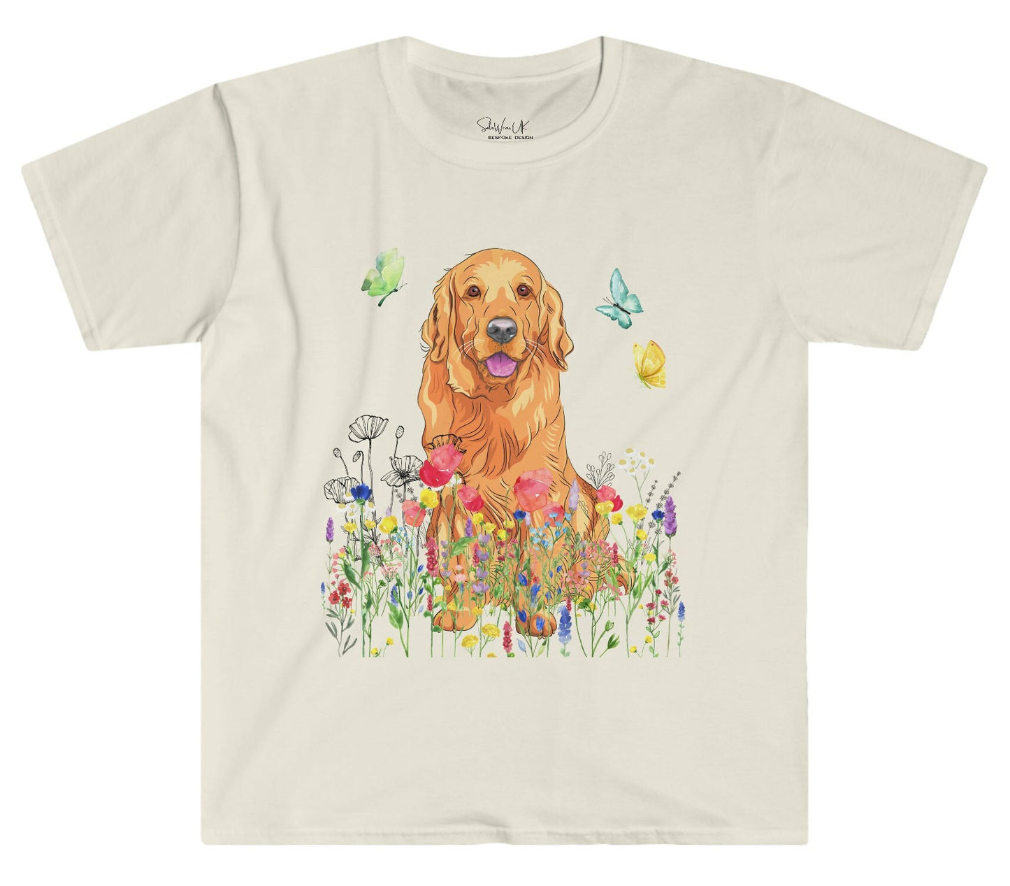 Cute Dog &#39;Goldie in Wildflowers and Butterflies&#39; - lovely gift for, Golden Retriever Lover, dog owner gift, dog dad, dog mama, dog mom