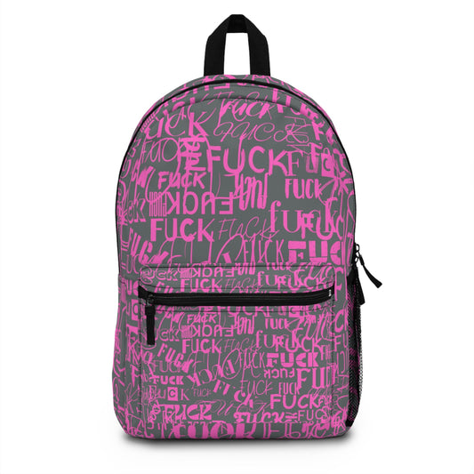 FCK - Cool Edgy, Funny Rude Fuck, Pink Dark Grey, Waterproof Backpack, Gamers and College Students, Teachers bag and Commuters Bag, LGBTQ,