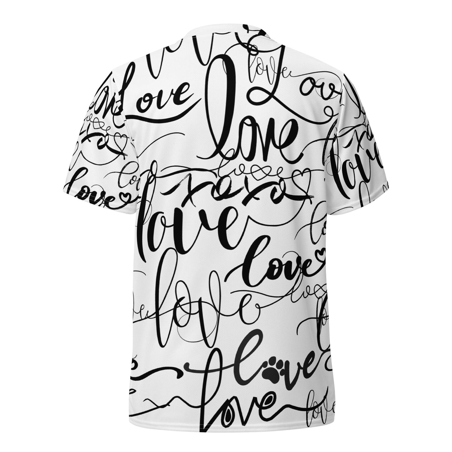 Love Love Love T-shirt/All Over Print Tee/Rave Party Shirt/Festival Clothing/Trippy Love Shirt/Oversized shirt/Recycled unisex sports jersey