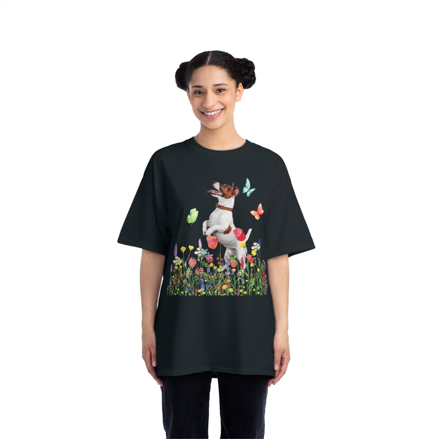 Trendy Plus Size Tee, Jack Russell Lovers, Cute Dog Mom shirt, Dog Dad shirt, Oversized Dog Tee, Dog Lover Shirt, Wildflowers Unisex TShirt