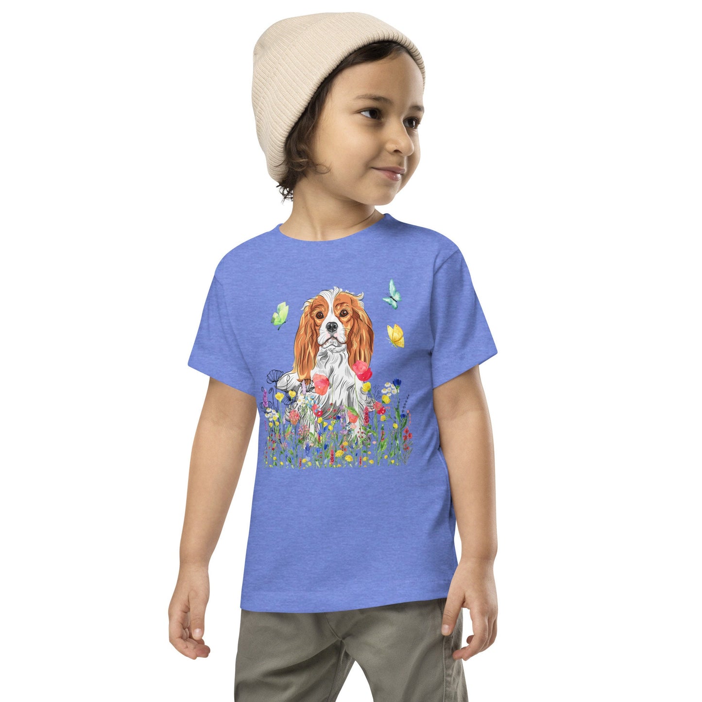 Cute Dog in Wildflowers Kids T-shirt, Cavalier King Charles Spaniel, CKC Spaniel Puppy, Children T-shirt, Kids Cute Puppy Tshirt