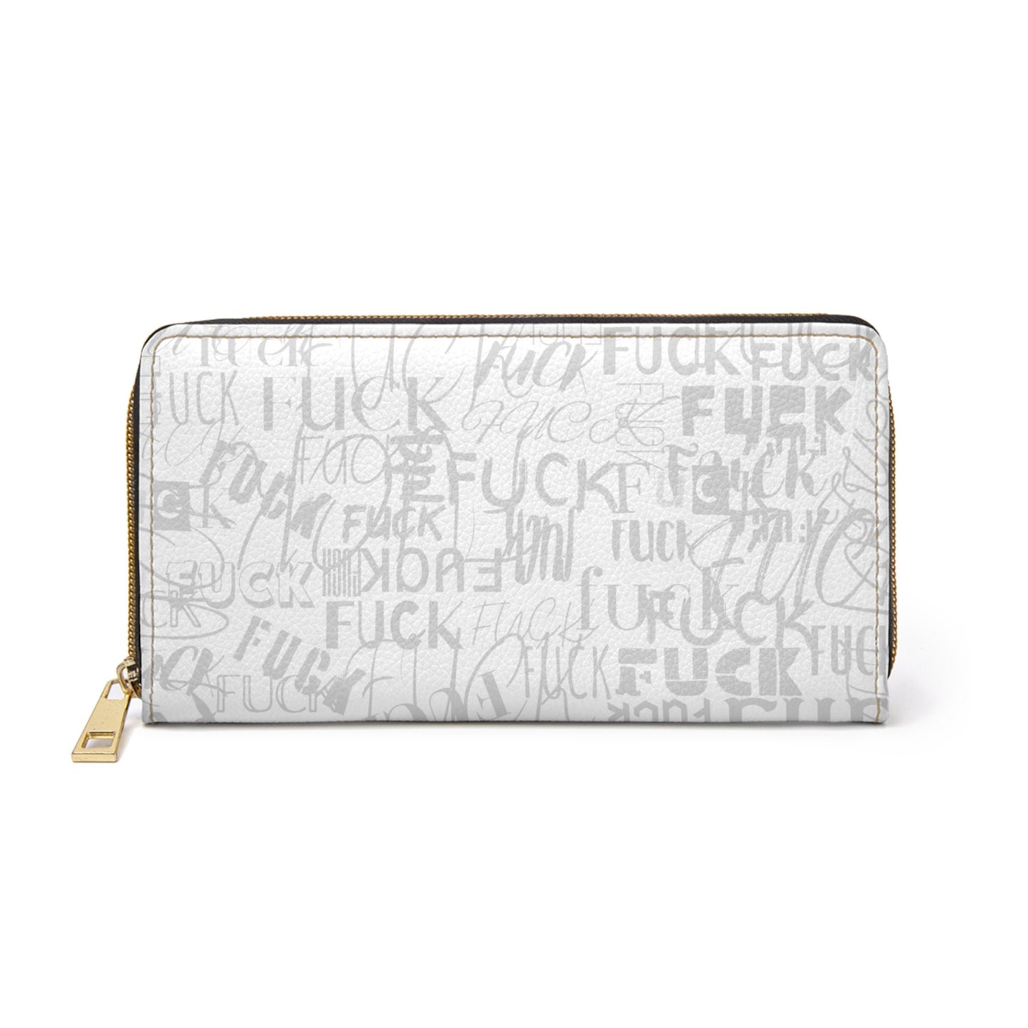 FCK - Fuck Money Zipper Wallet, Funny Cost of Living Joke Purse, White Vegan Leather Wallet, Gift for Mom, Funny Student Gift