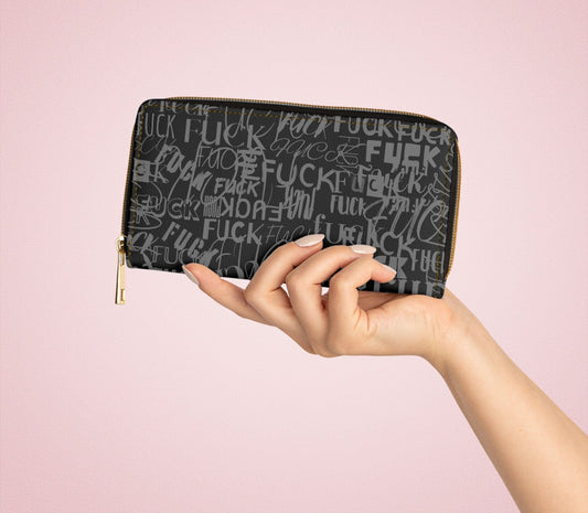 FCK - Fuck Money Zipper Wallet, Funny Cost of Living Joke Purse, Black Vegan Leather Wallet, Gift for Mom, Funny Student Gift